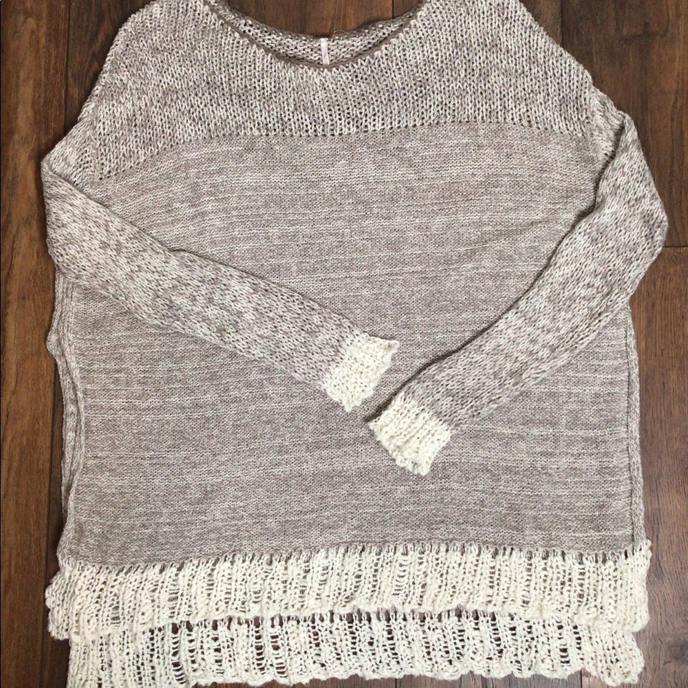 Free People Knit Sweater S Crochet Oversized Boxy